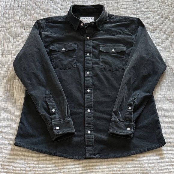 Poncho navy corduroy western pearl snap shirt - Picture 1 of 3